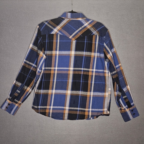 Levi's Mens Flannel Button Down Button Up Long Sleeve Blue Plaid Western Medium - Picture 4 of 13